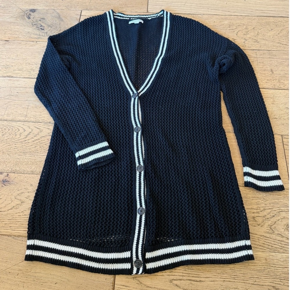 American Eagle Outfitters Open Knit Striped Longline Cardigan‎ Sweater M (1331)